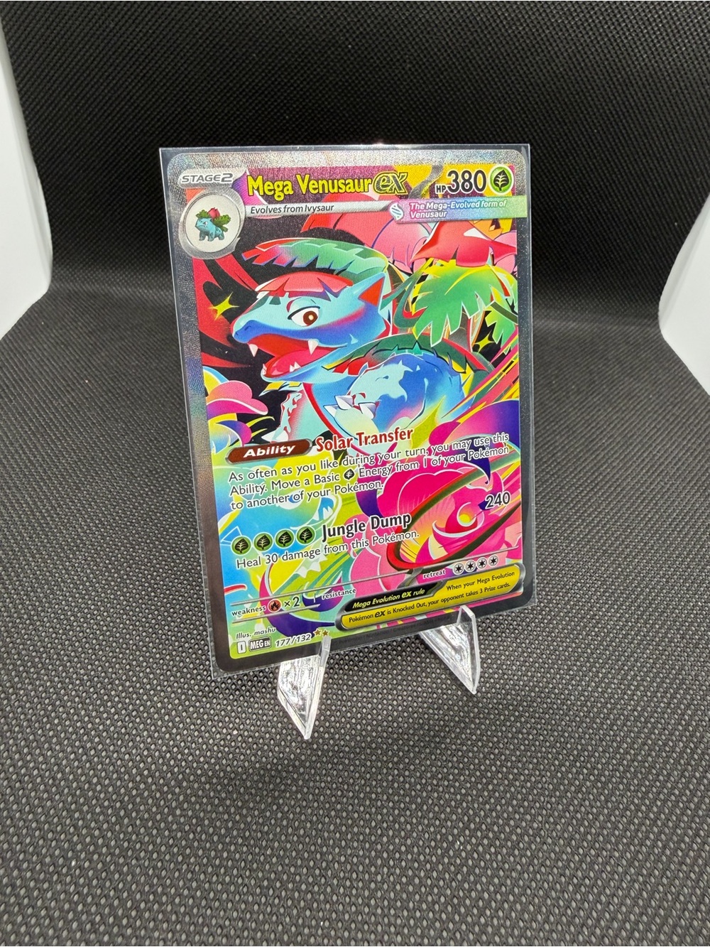 Pokemon Full Art Mega Venusaur ex Trading Card - Green Blue Pink Yellow
